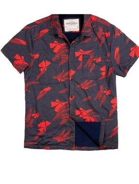 CA Cowboy High Water Shirt Sz M Cotton Navy Vintage Floral Button-Up Apres Surf